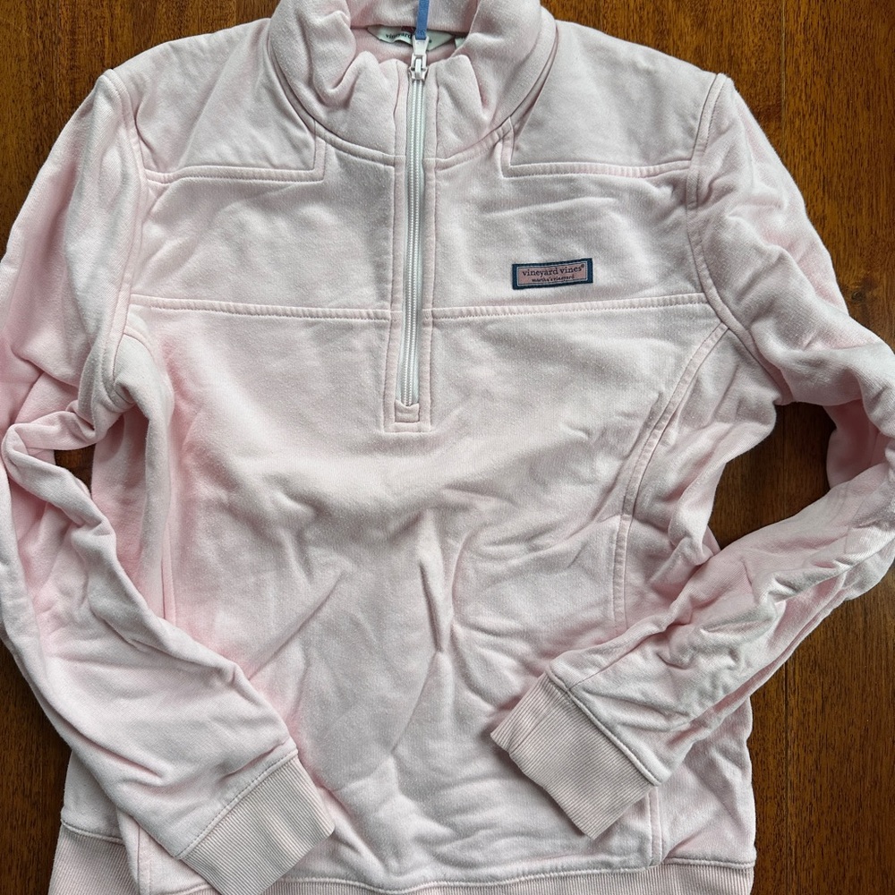 Vineyard Vines Women's Pink Quarter-Zip Shep shirt